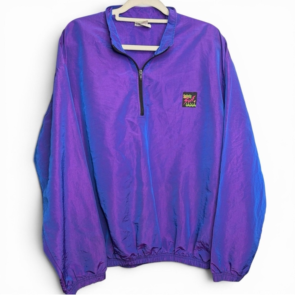 Surf Style Iridescent Purple  1/4 Zip Windbreaker